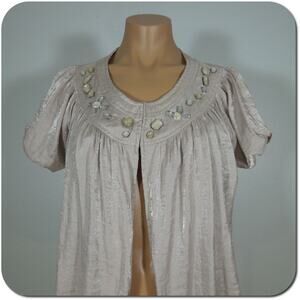 MURMUR Shrug S SMALL Womens Beads Embellished Ruched Silver Gray